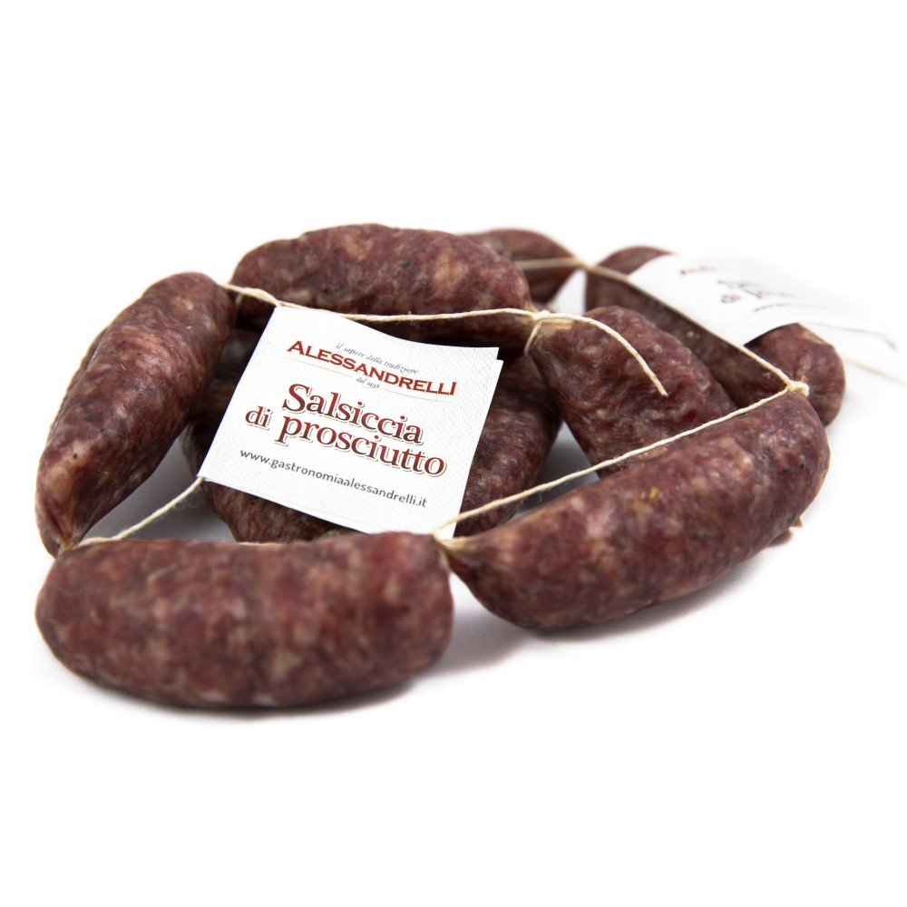 Produzione Propria Artigianale Alessandrelli Salumi Stagionati Salsiccia di Prosciutto Alessandrelli
