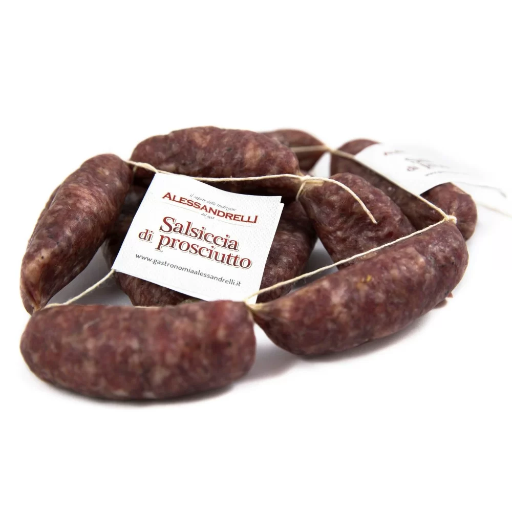 Produzione Propria Artigianale Alessandrelli Salumi Stagionati Salsiccia di Prosciutto Alessandrelli