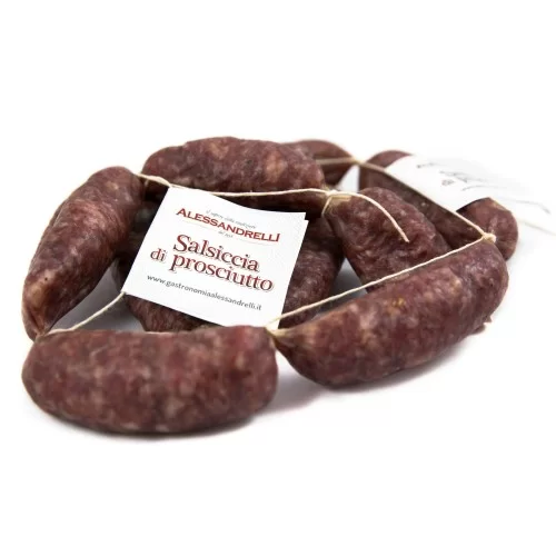Produzione Propria Artigianale Alessandrelli Salumi Stagionati Salsiccia di Prosciutto Alessandrelli
