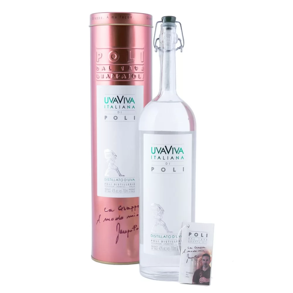 Distillato d'Uva, Uvaviva Italiana Poli, 70 cl, Scatola di Latta Distillato d'Uva, Uvaviva Italiana Poli, 70 cl, Scatola di Latta