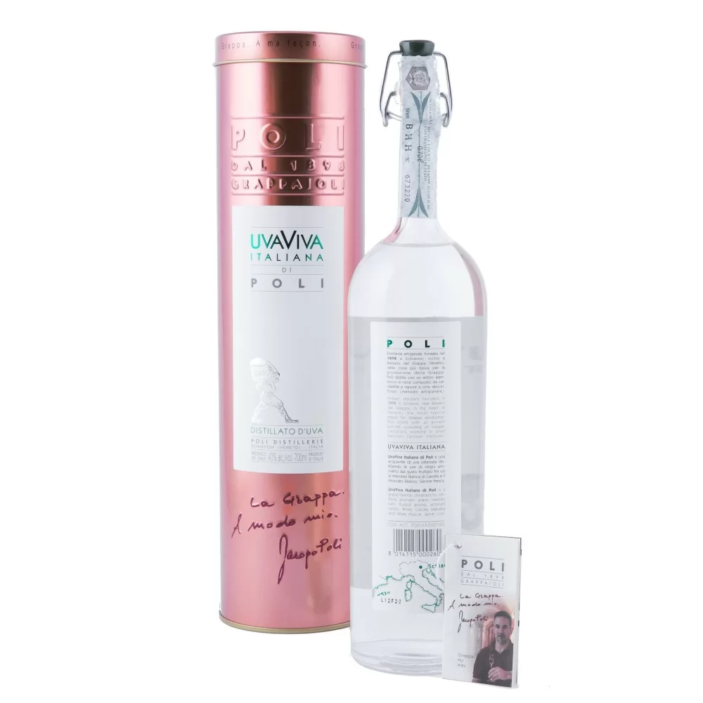 Distillato d'Uva, Uvaviva Italiana Poli, 70 cl, Scatola di Latta Distillato d'Uva, Uvaviva Italiana Poli, 70 cl, Scatola di Latta