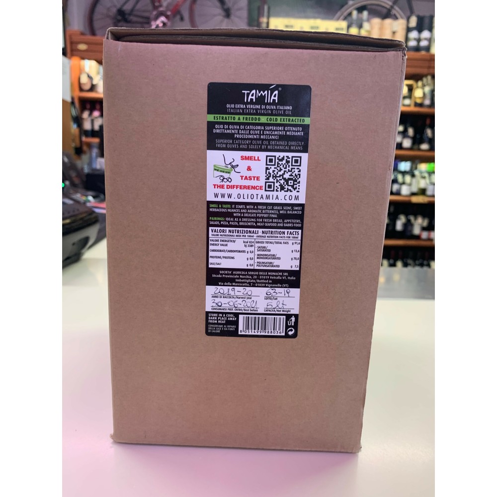 Tamia Olio Extra Vergine di Oliva Cultivar Canino  Bag in Box 5lt