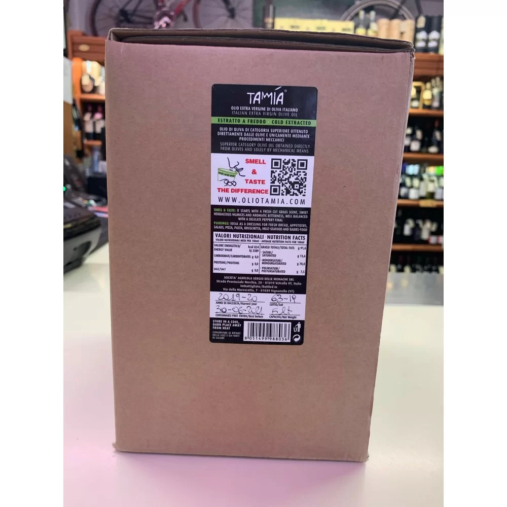 Tamia Olio Extra Vergine di Oliva Cultivar Canino  Bag in Box 5lt