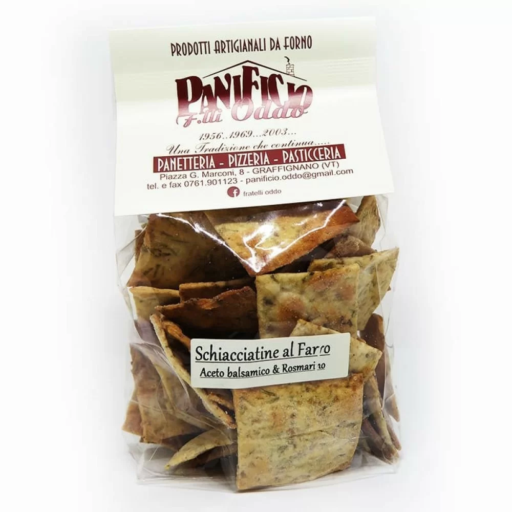 Panificio F.lli Oddo Schiacciatine al Farro con Aceto Balsamico e Rosmarino.