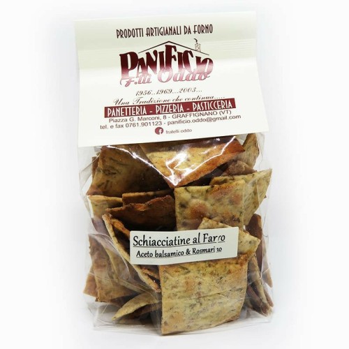 Panificio F.lli Oddo Schiacciatine al Farro con Aceto Balsamico e Rosmarino.