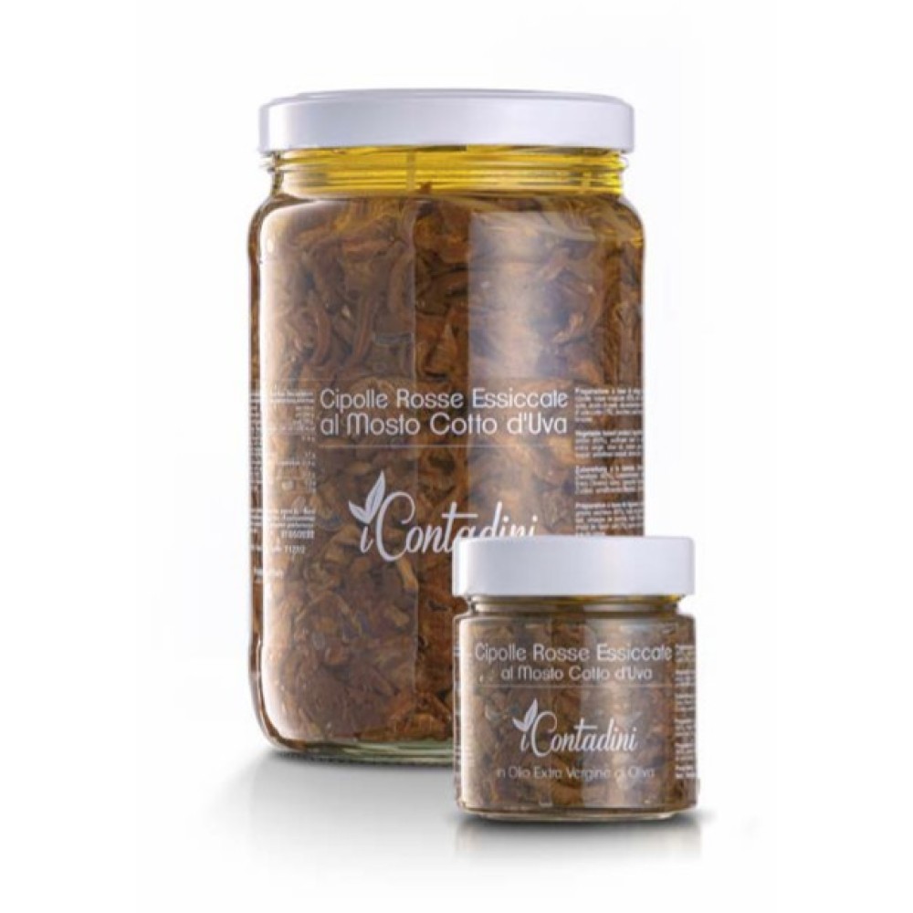 I contadini  Cipolle Rosse Essiccate al Mosto Cotto d'Uva Barattolo 230g