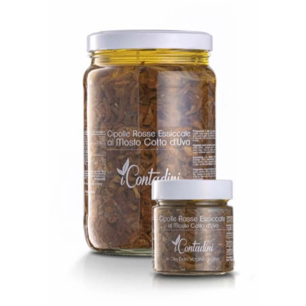 I contadini  Cipolle Rosse Essiccate al Mosto Cotto d'Uva Barattolo 230g