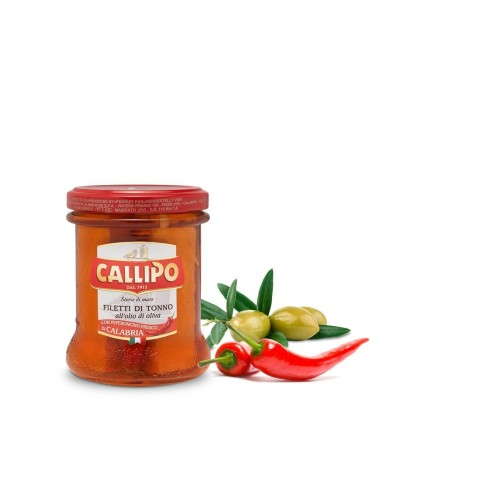 Callipo Filetti di Tonno in Olio di Oliva con Peperoncino Fresco di Calabria Vaso Vetro 170g