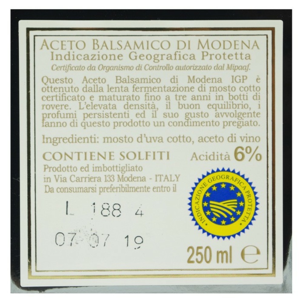 Cavicchioli, Aceto Balsamico di Modena IGP, Tipo Denso  250ml